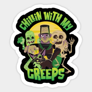 Chillin With My Creeps Halloween Graphic for kids & Adults Sticker